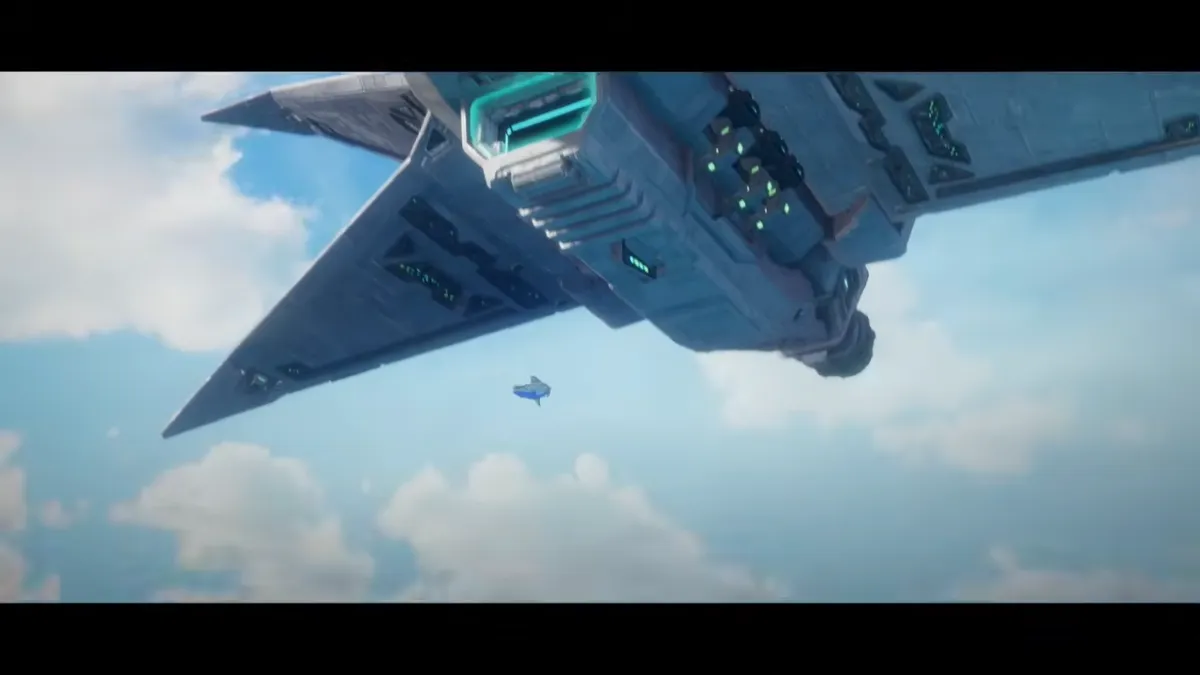 新作Star Foxでブルーマリンが空中から投下される場面