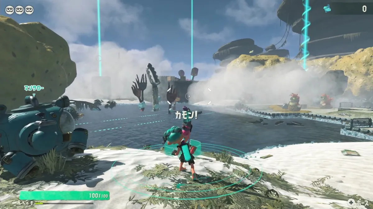 ウズシオ諸島を探索するスプラトゥーン レイダースのゲーム画面